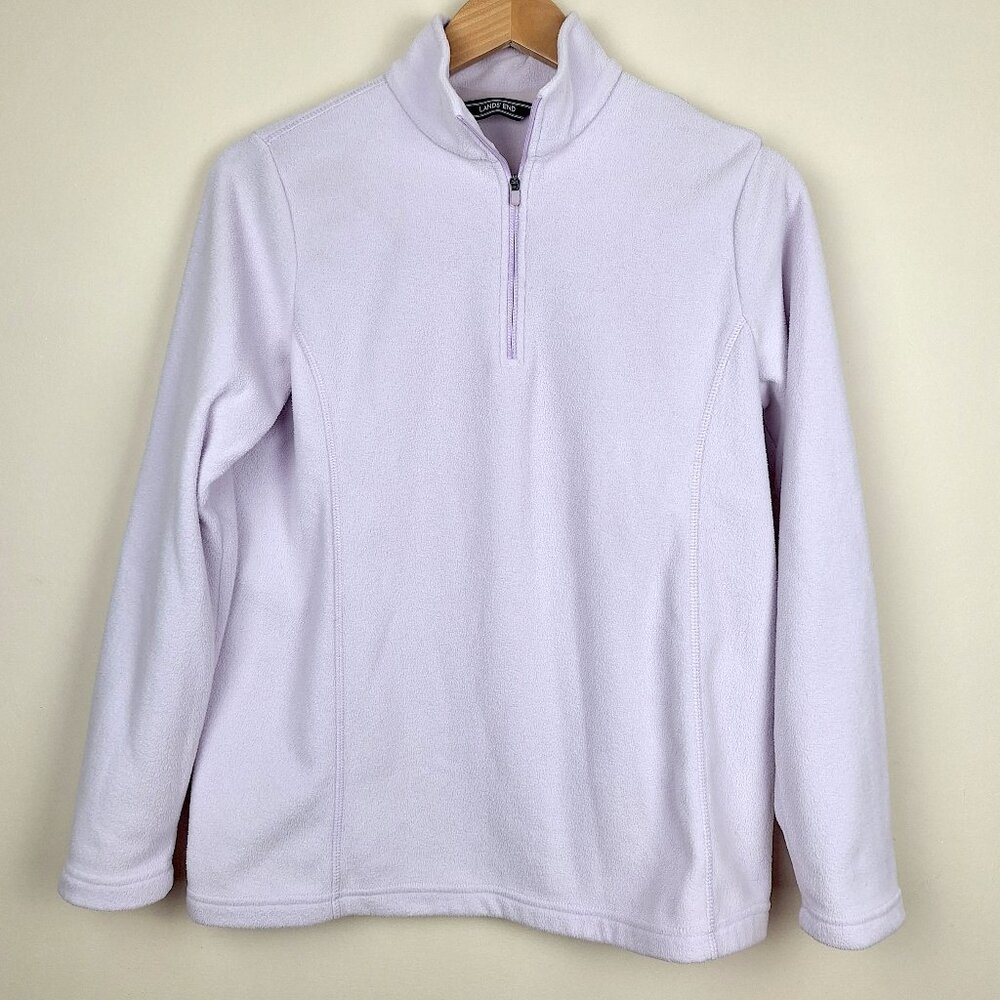 Lands' End Quarter Zip Fleece, Size S. Lavender Purple Cabin Farmhouse Skiing